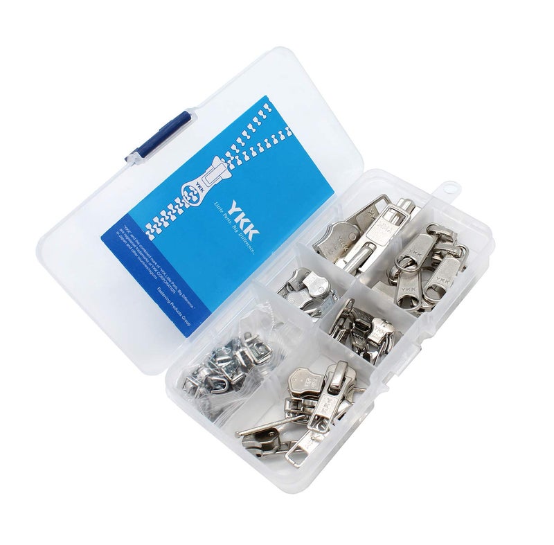 YKK Zipper Repair Kit Solution Metal YKK Assorted Aluminum Slider Easy Container Storage Sets of #3, #4.5, #5, and #10 Include #3, #4.5, #5 and #10 Top - Bottom Stops Both 23 sets-Made in USA - Image 3
